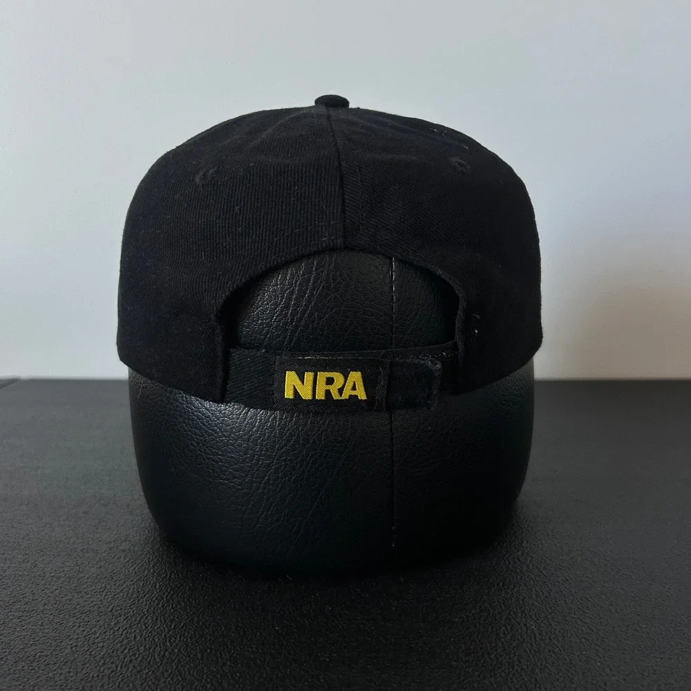 Vintage‎ NRA Hat Cap Strap Back Adjustable Black USA Flag Adult